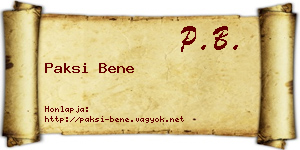 Paksi Bene névjegykártya